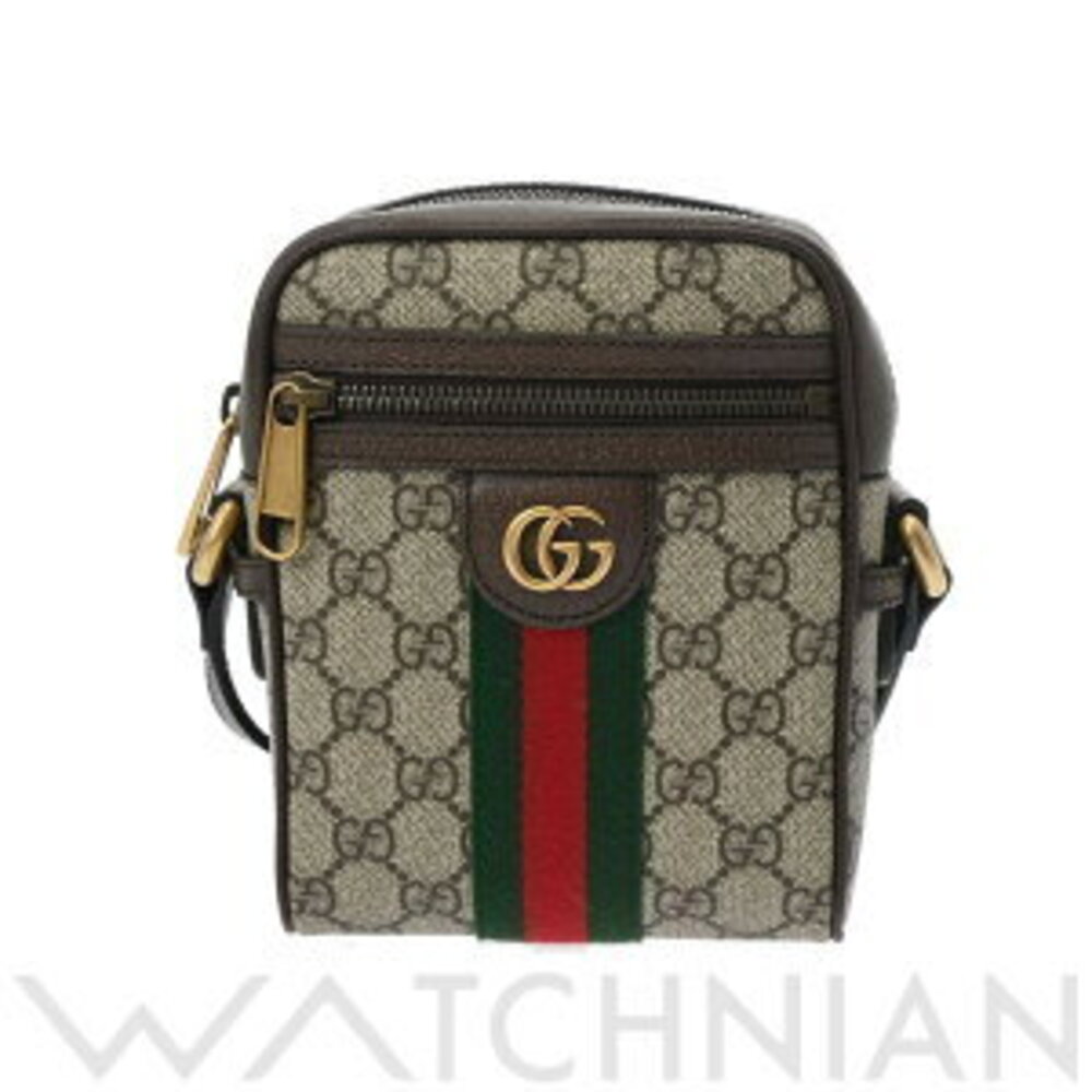 Gucci GG Shoulder Bag Beige Ebony Leather Supreme Canvas